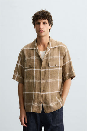 CHECKED LINEN/COTTON SHIRT - Image 2