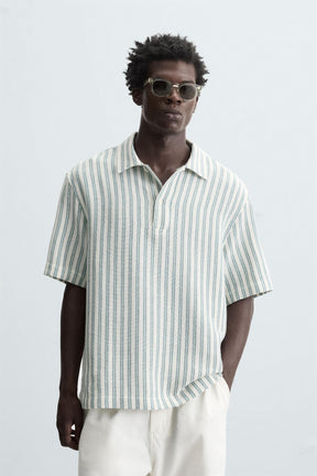 HERRINGBONE TEXTURED POLO SHIRT - Image 2