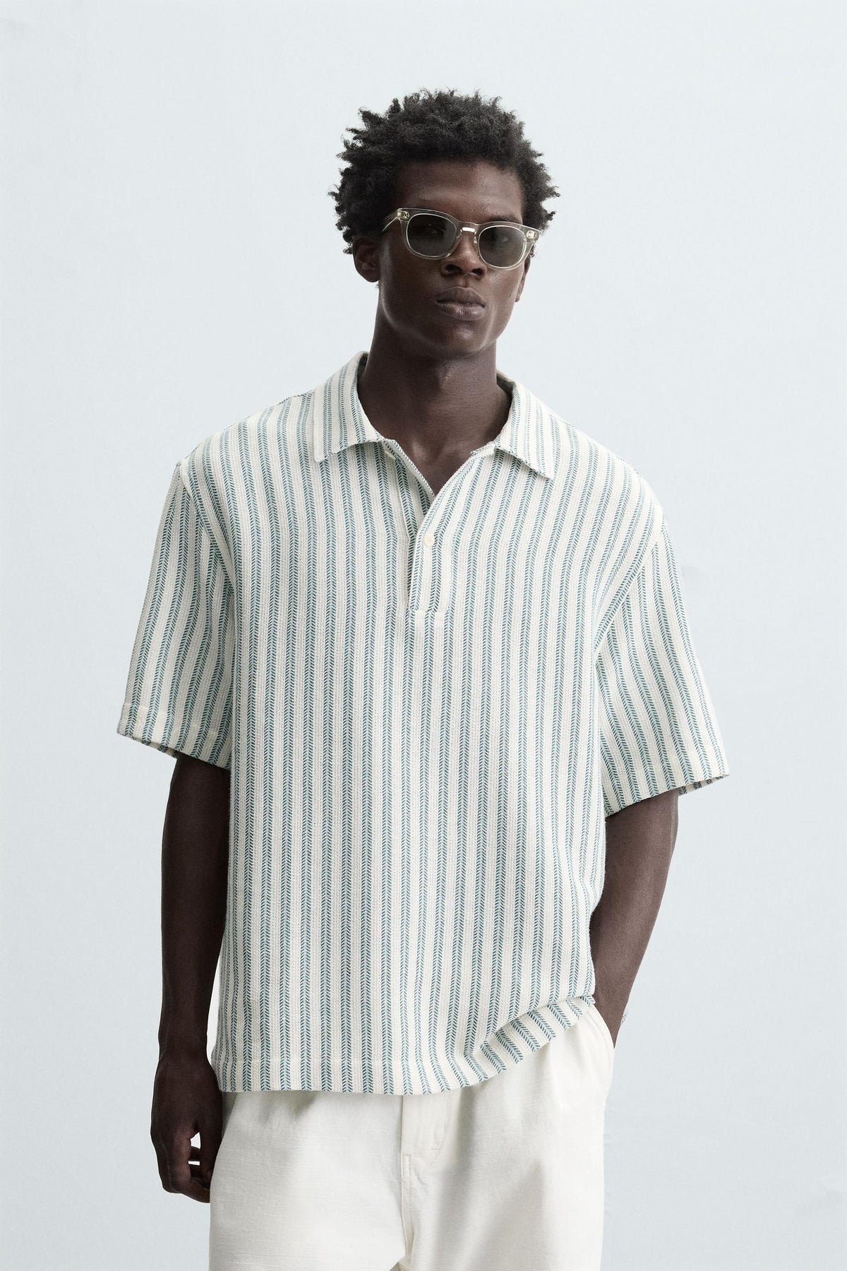HERRINGBONE TEXTURED POLO SHIRT - Image 2