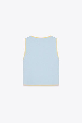 KNIT TOP WITH CONTRAST TRIMS - Image 4