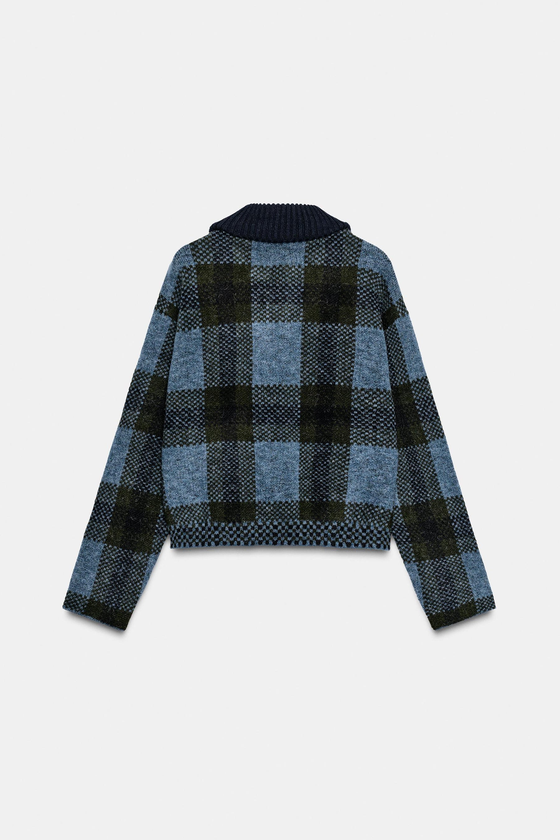 Checked Knit Bomber Jacket