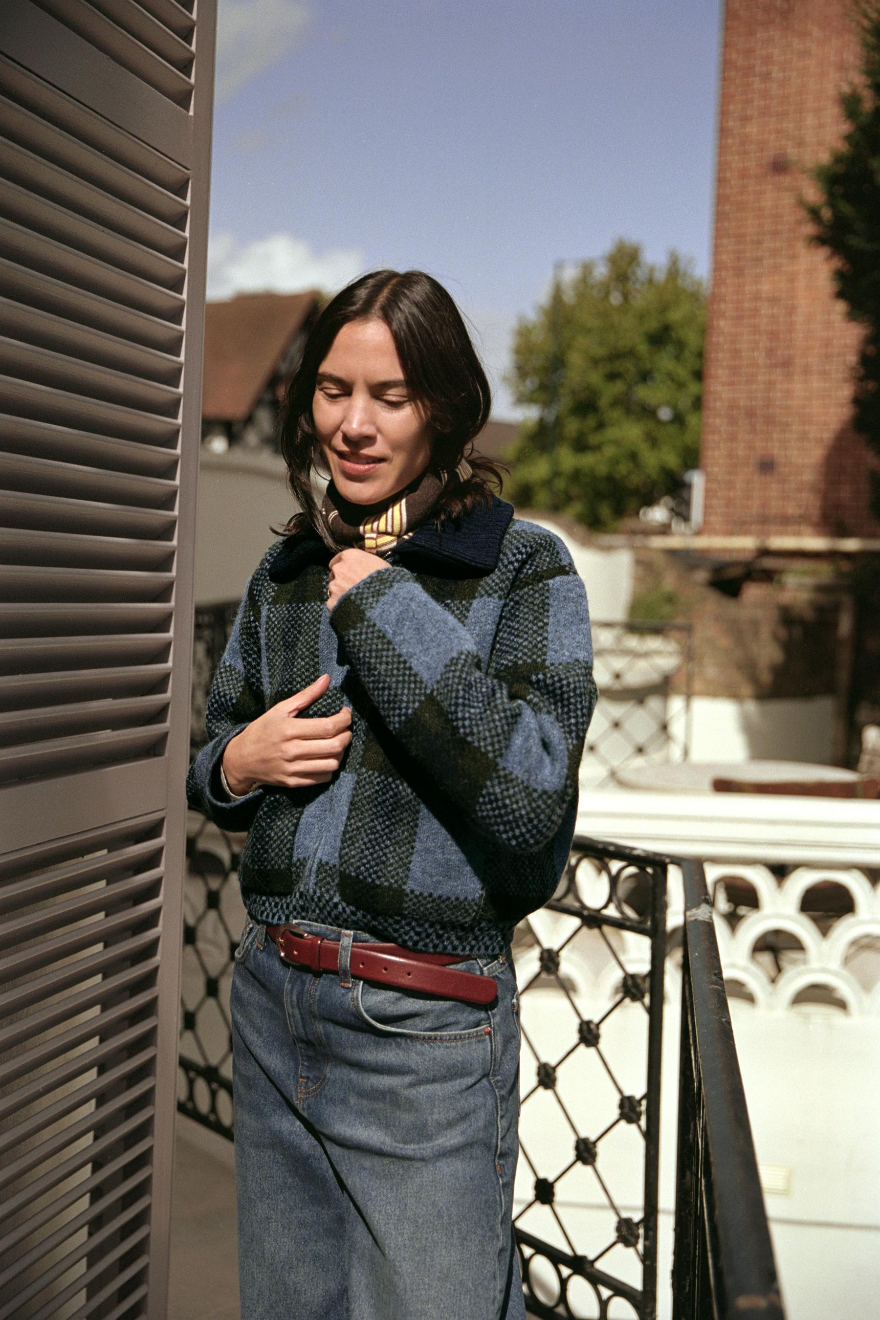 Checked Knit Bomber Jacket