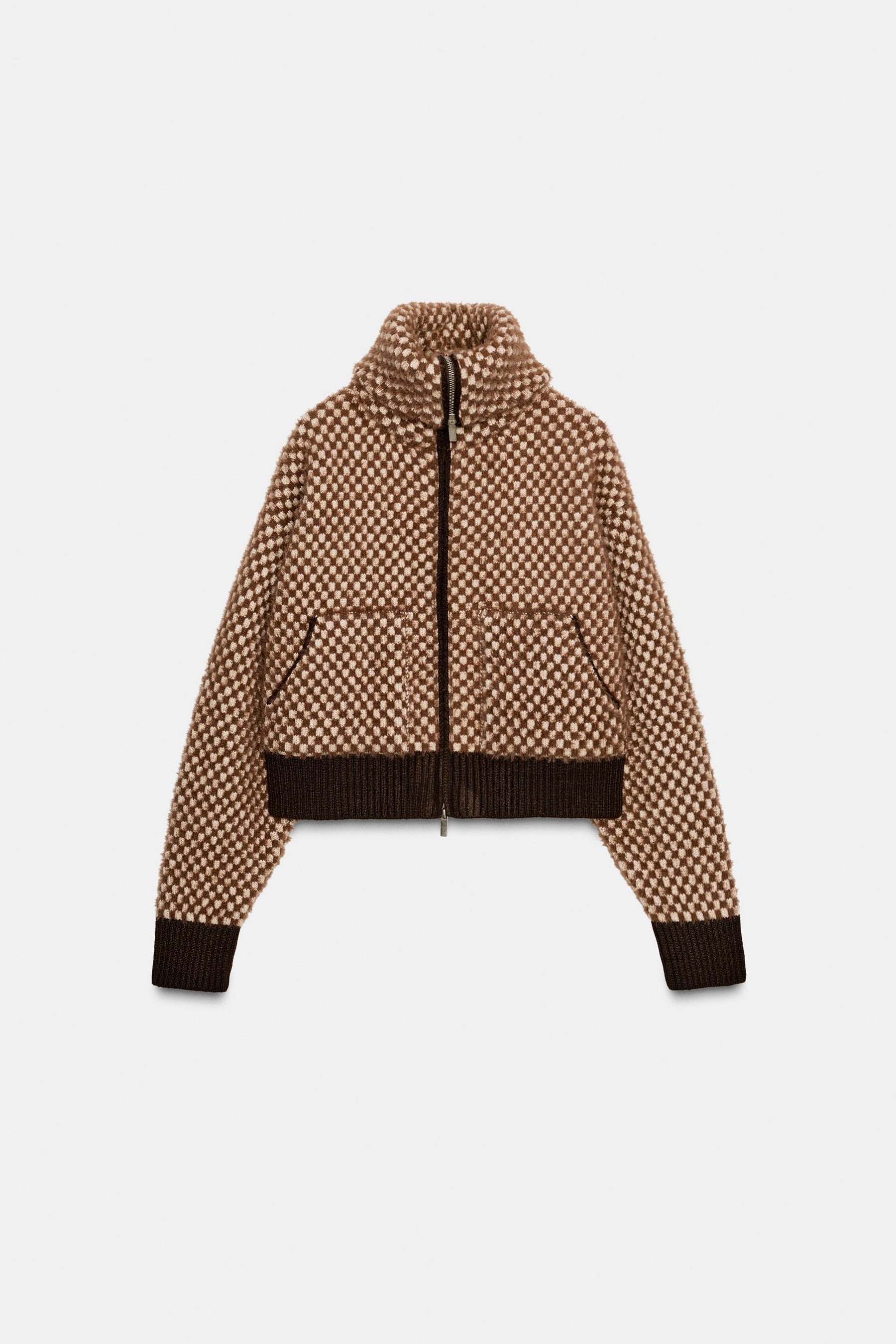 CONTRAST KNIT FAUX FUR BOMBER JACKET - Image 6