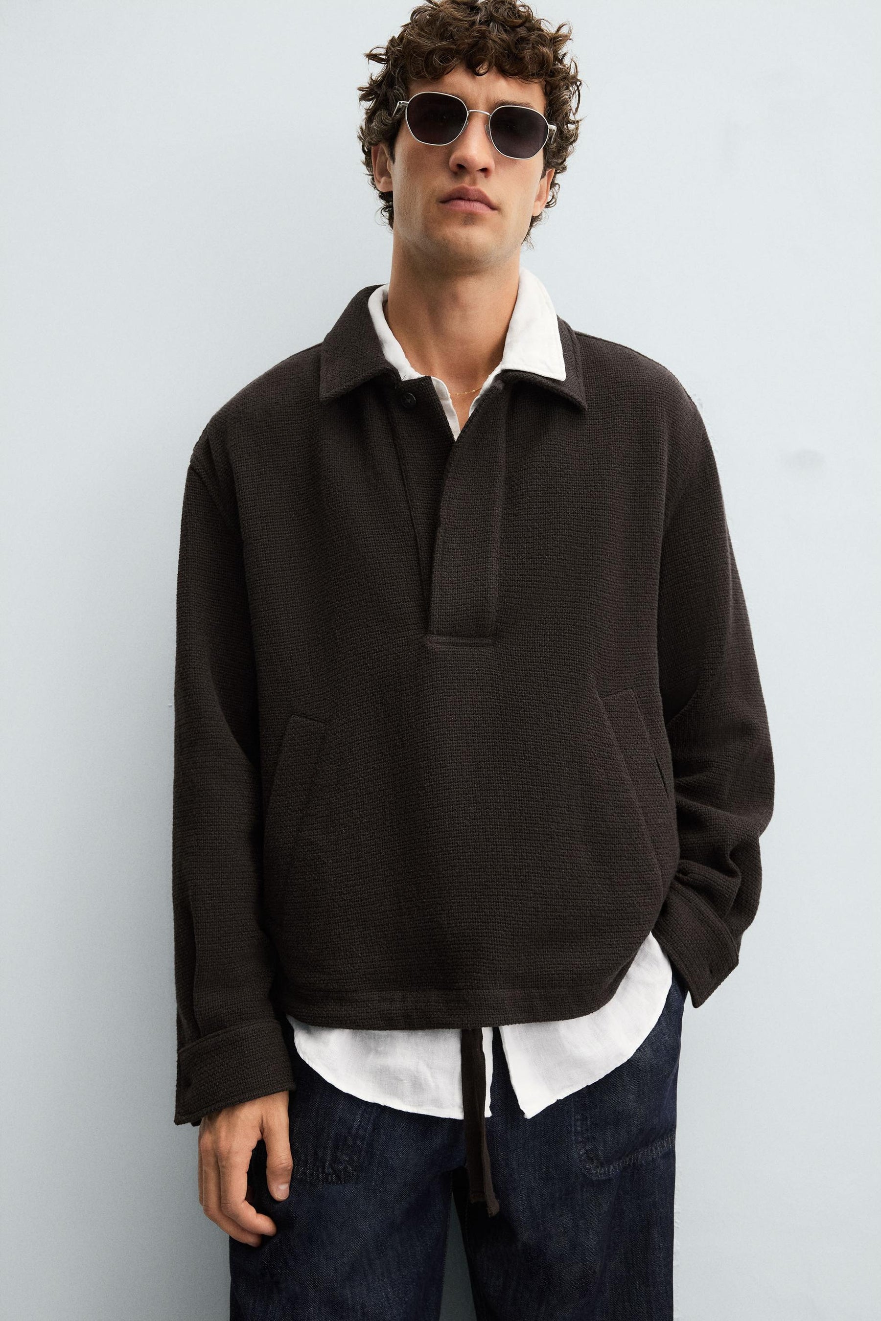 TEXTURED POLO OVERSHIRT - Image 6