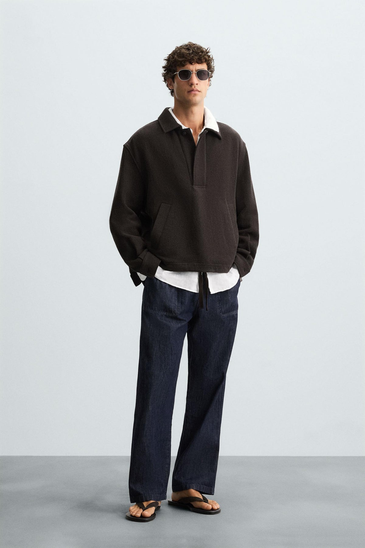 TEXTURED POLO OVERSHIRT - Image 1