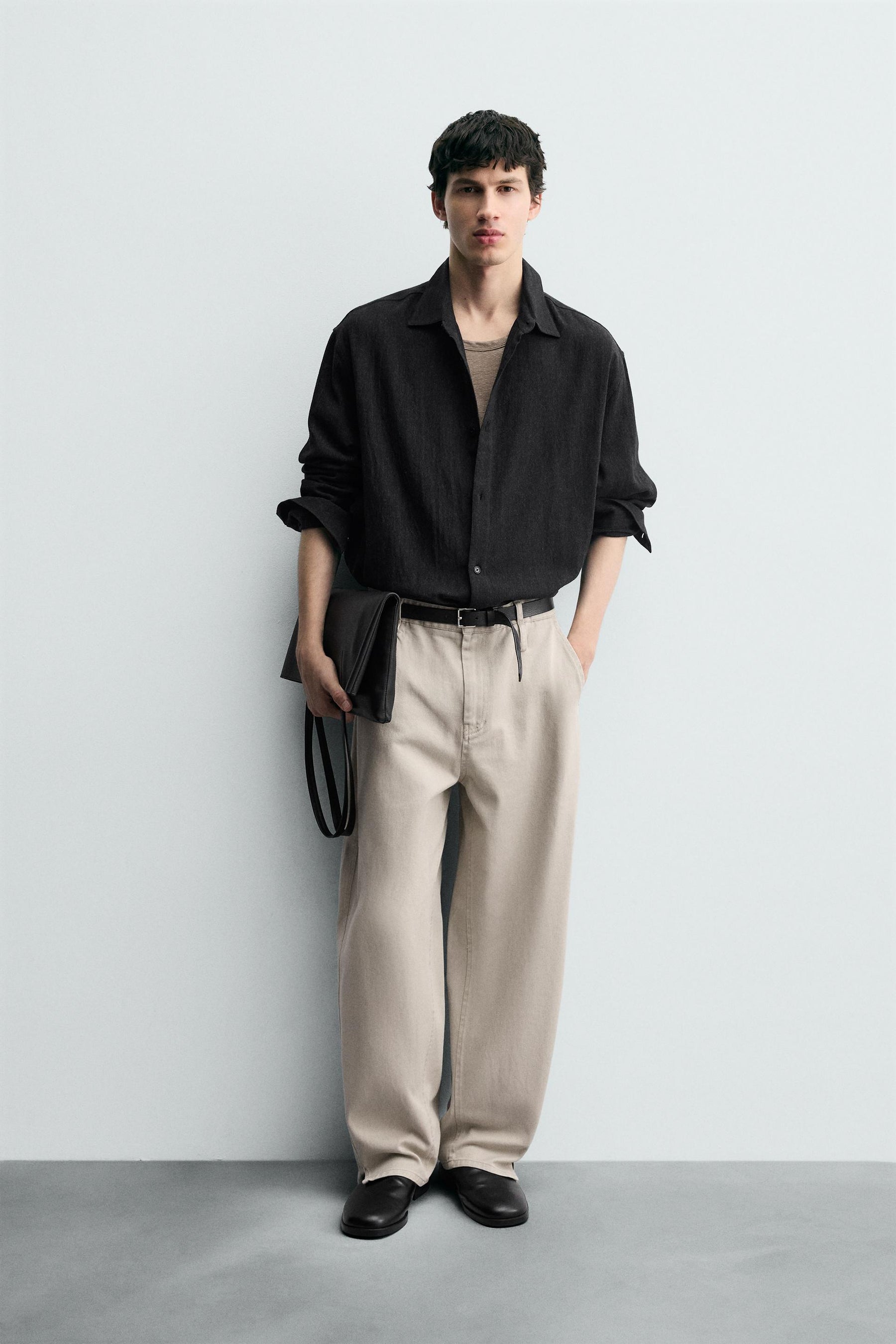 COTTON BLEND TEXTURED SHIRT - Image 1