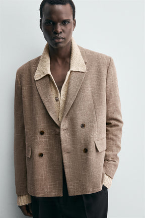 TEXTURED DOUBLE-BREASTED BLAZER - Image 6