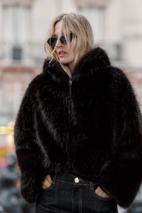 Faux Fur Hooded Coat