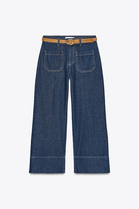 High-waist cropped jeans