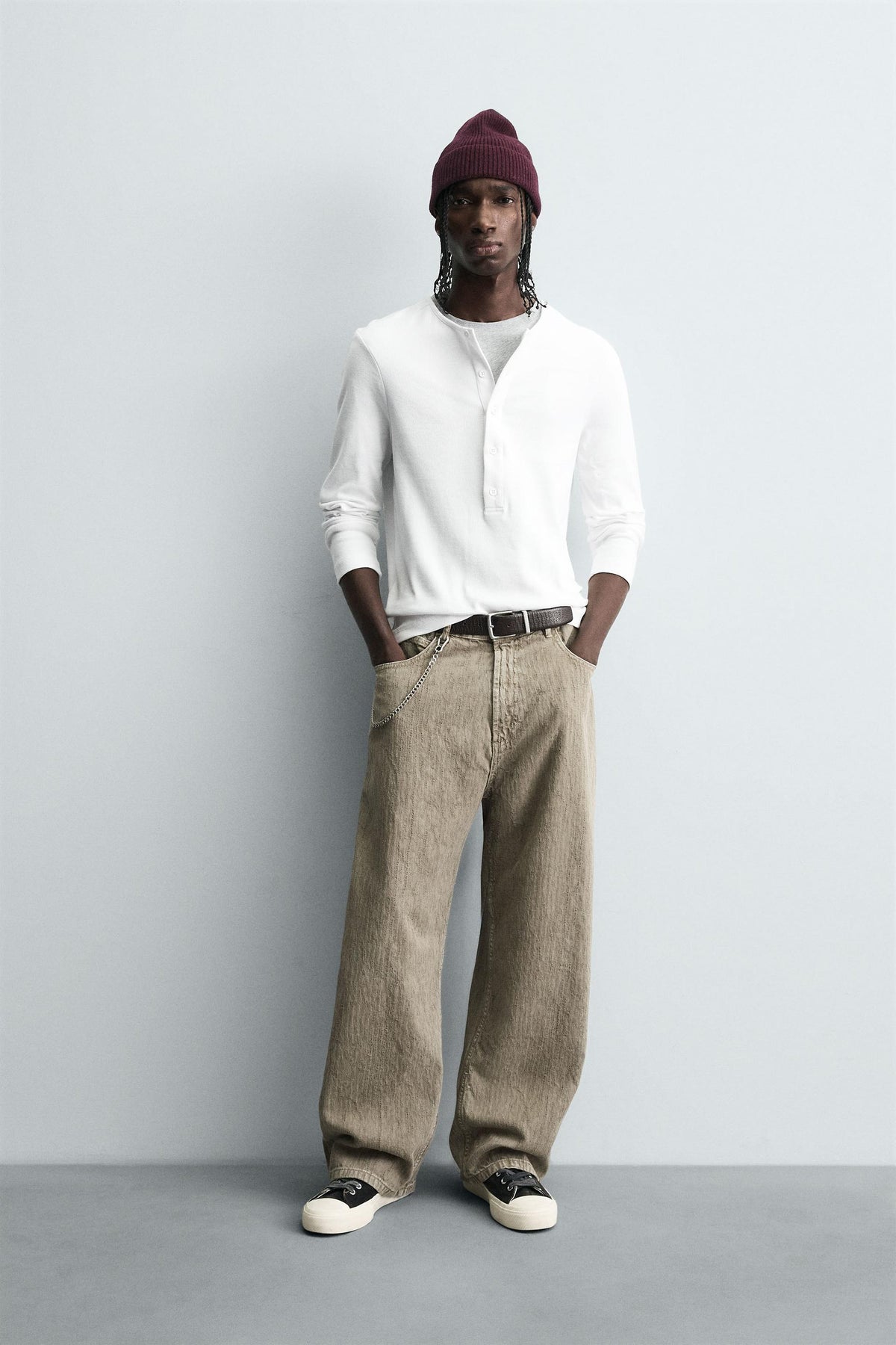FADED PRINT BAGGY FIT TROUSERS - Image 1