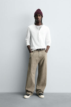 FADED PRINT BAGGY FIT TROUSERS - Image 1