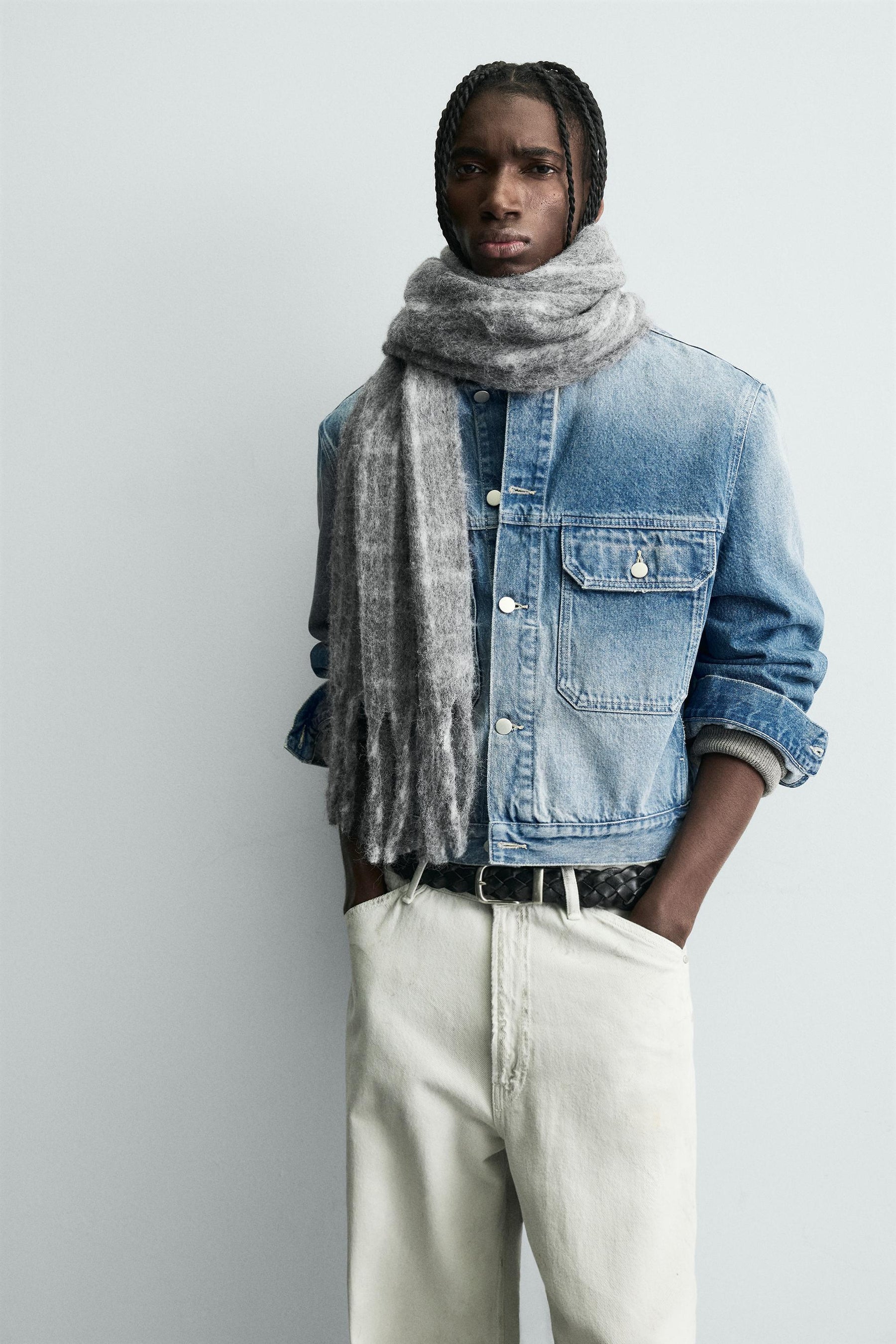 BRUSHED CHECK SCARF - Image 1
