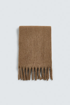 BRUSHED TEXTURED FRINGED SCARF - Image 1