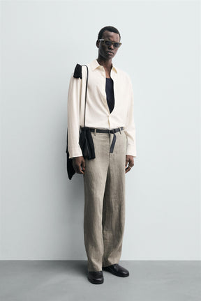 STRIPED COTTON-VISCOSE SHIRT - Image 1