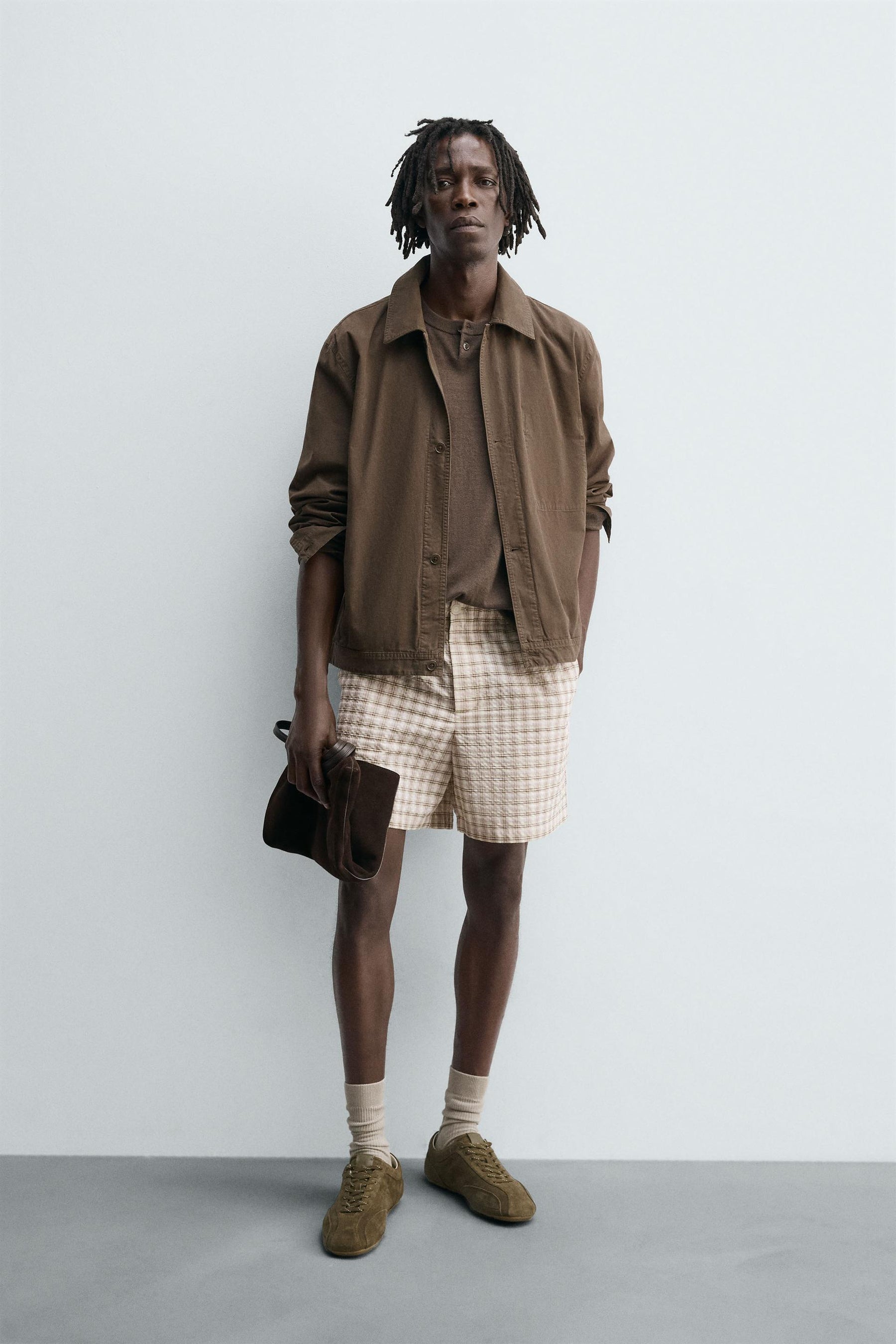 TEXTURED CHECK BERMUDA SHORTS - Image 1