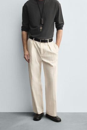 PLEATED STRIPED TROUSERS - Image 2