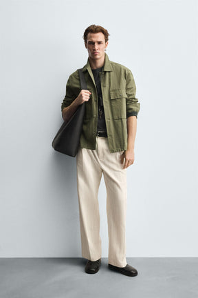 PLEATED STRIPED TROUSERS - Image 1