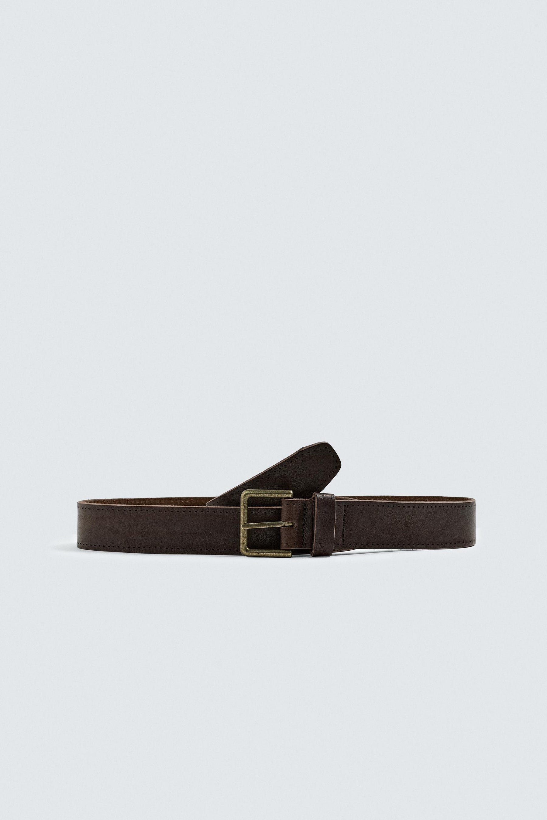 VINTAGE-EFFECT LEATHER BELT - Image 1