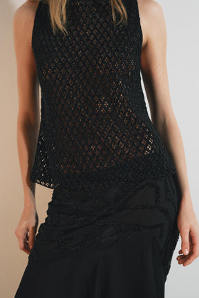 BEADED TEXTURED KNIT TOP