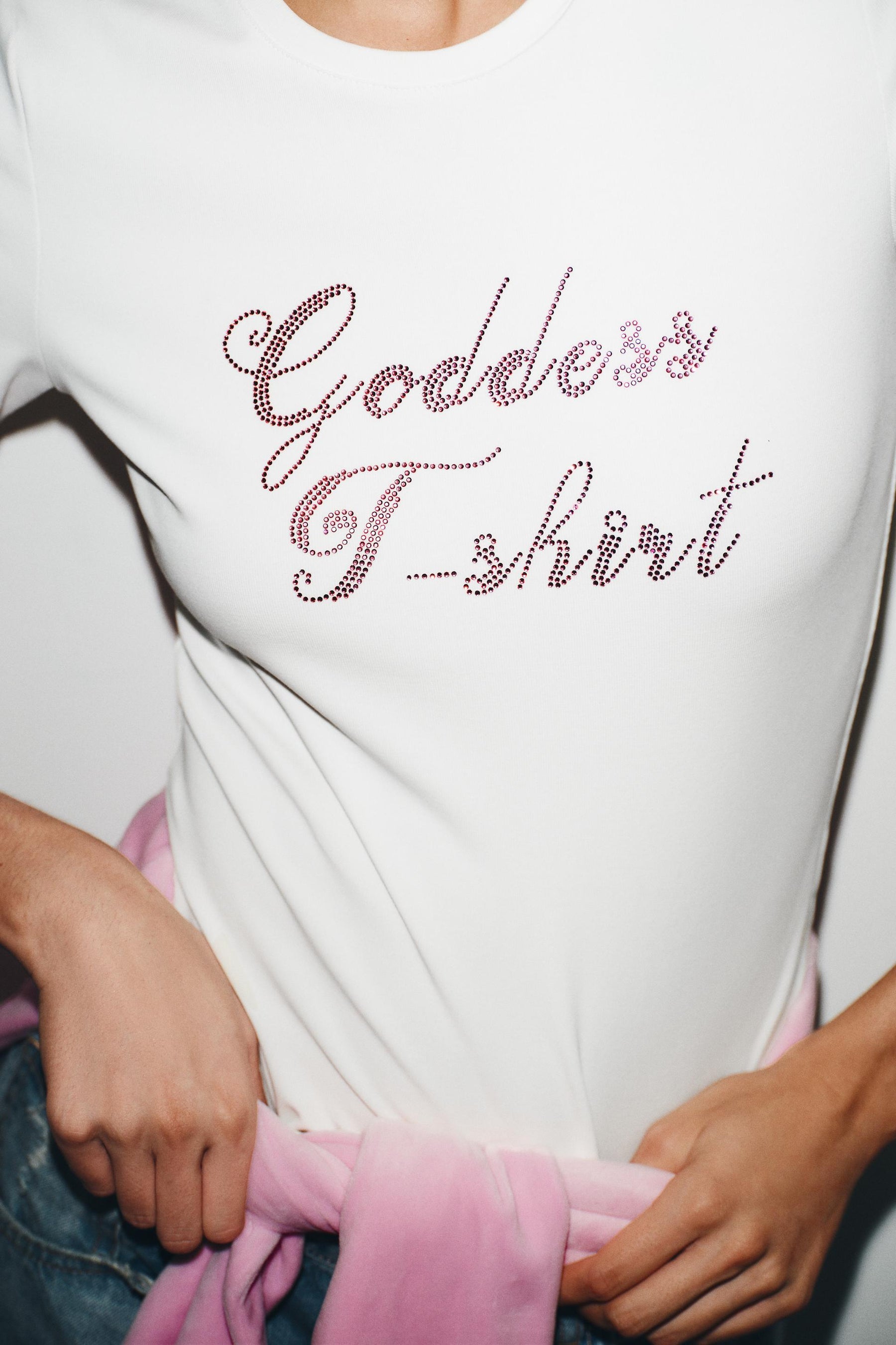 Rhinestone Slogan T-Shirt