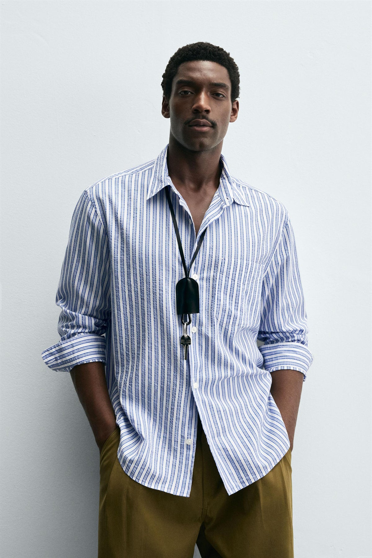 CREASED-EFFECT STRIPED SHIRT - Image 2