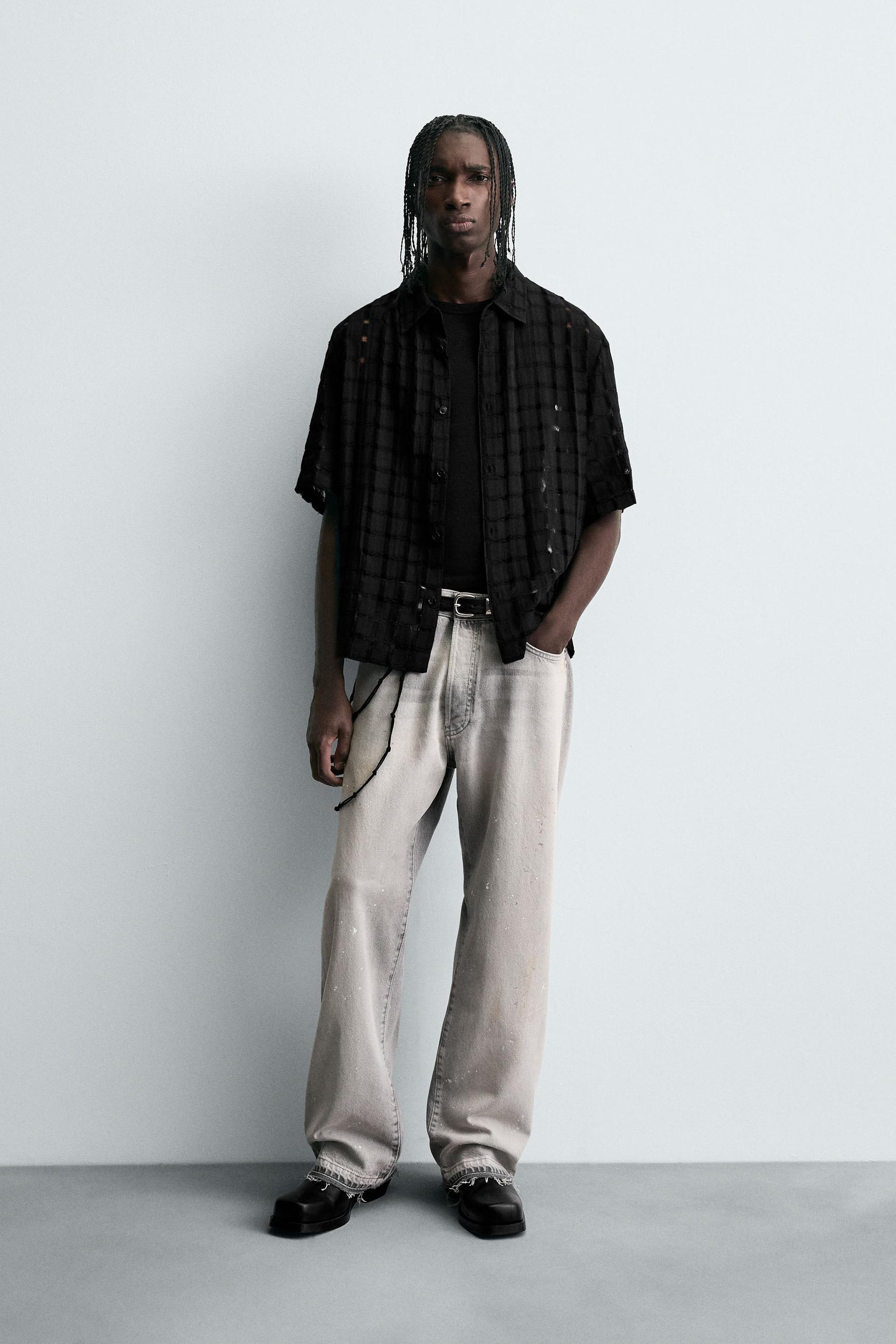 JACQUARD NEEDLE-PUNCH SHIRT - Image 1