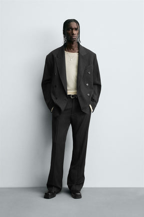 STRIPED SUIT DOUBLE-BREASTED BLAZER - Image 1