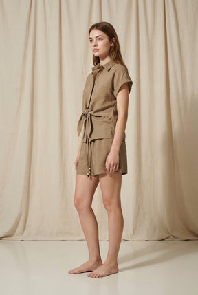 Beaded Drawstring Bermuda Shorts