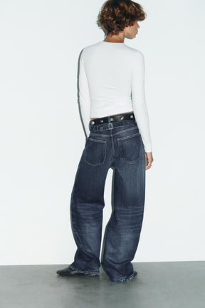 STRAIGHT WIDE HIGH-WAIST JEANS