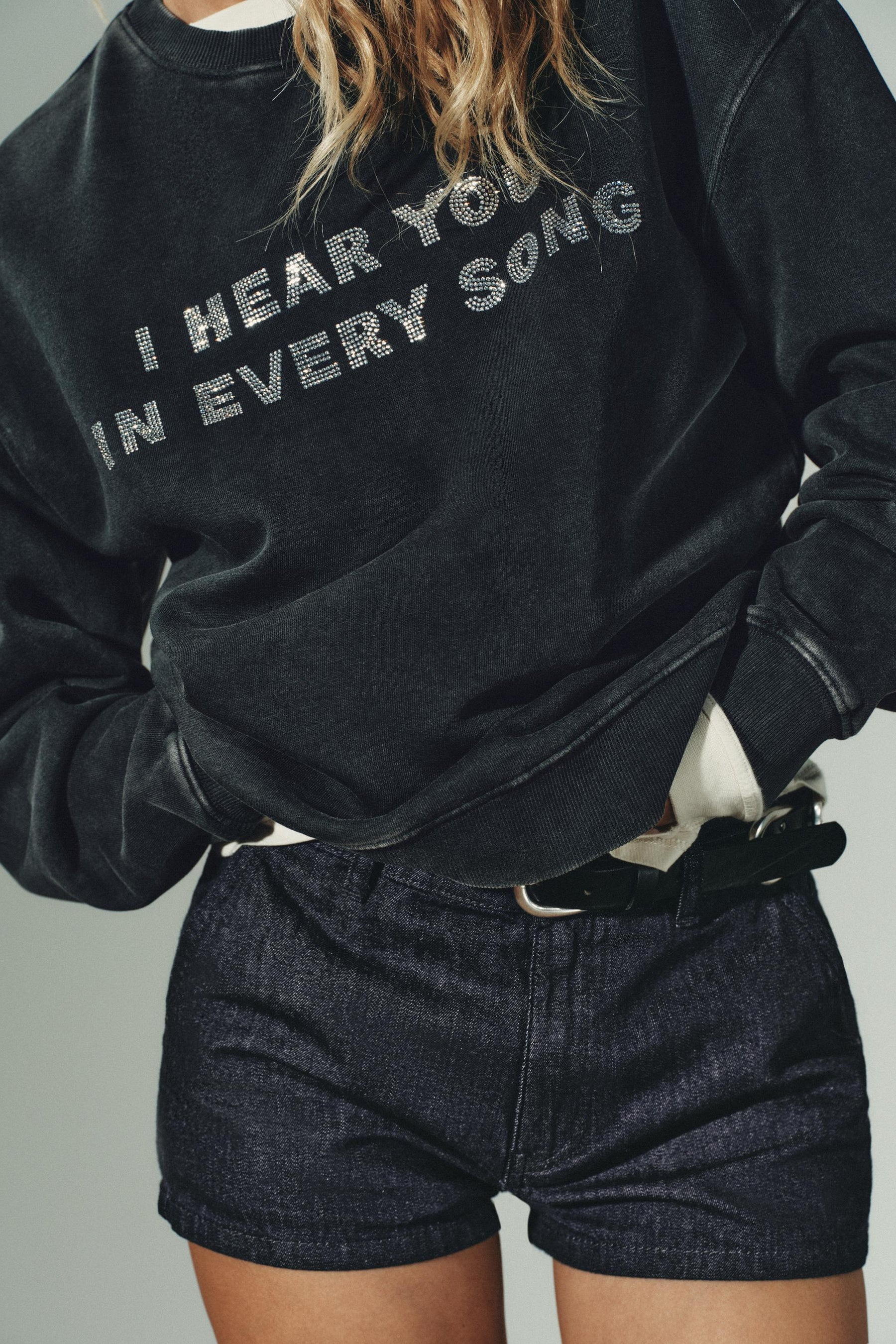 Washed Slogan Sweatshirt