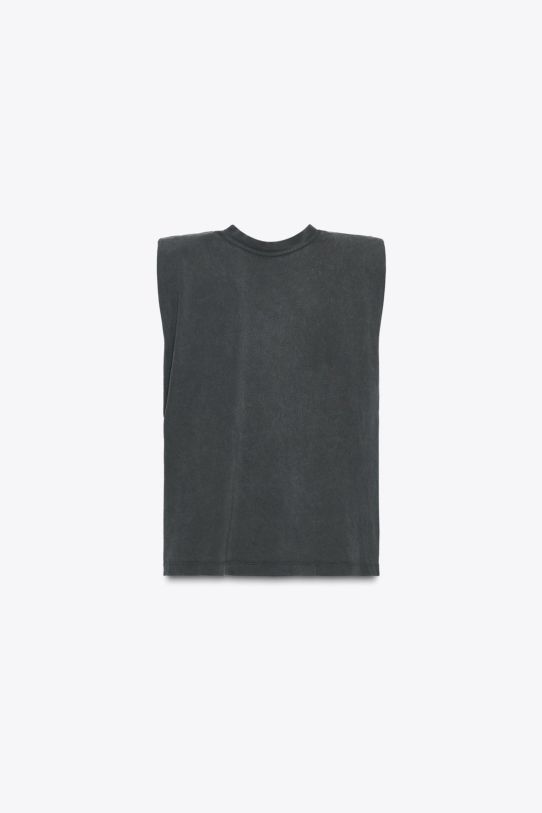 Faded-effect shoulder pad t-shirt