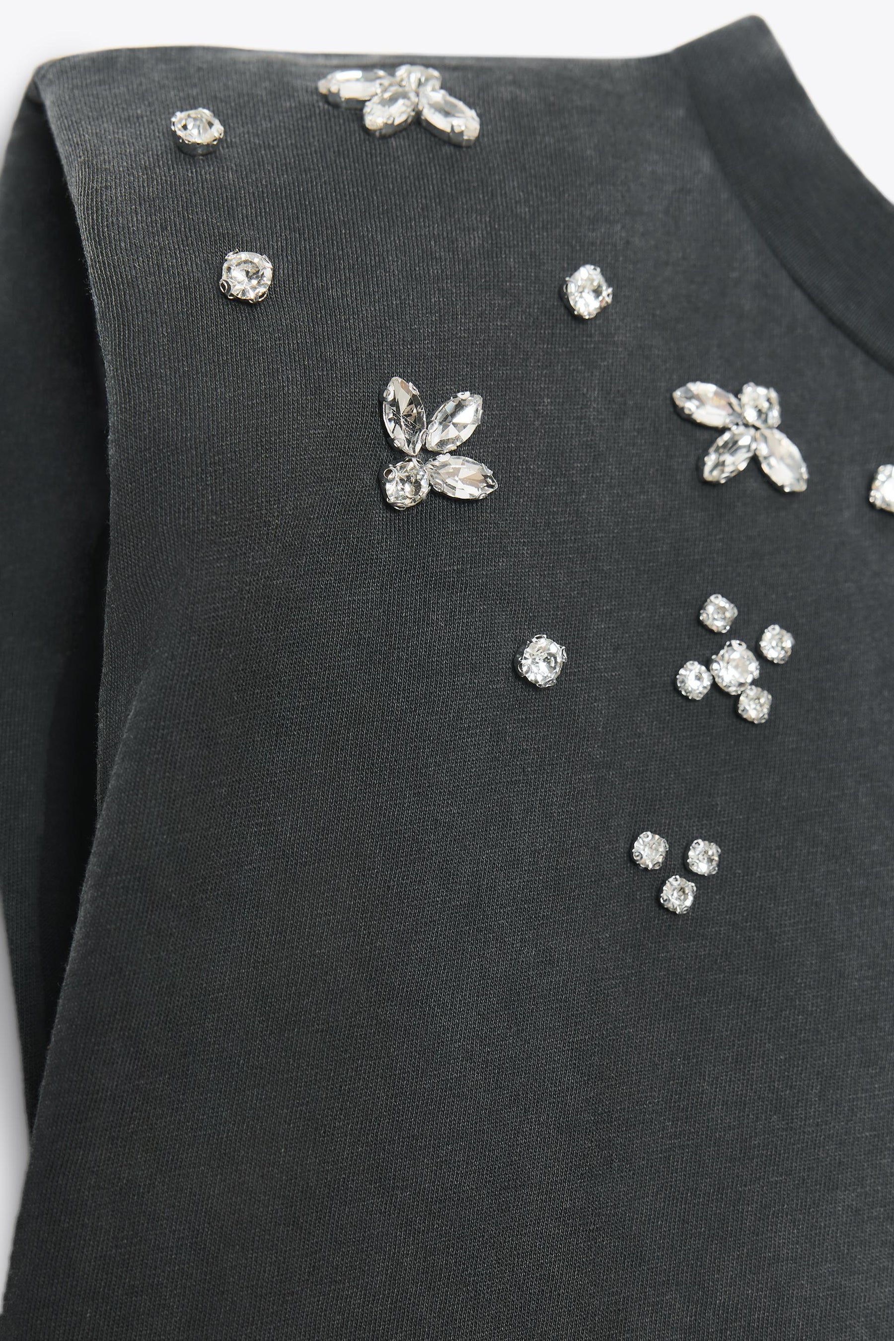 Faded-effect shoulder pad t-shirt