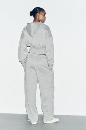 METALLIC THREAD CROP HOODIE