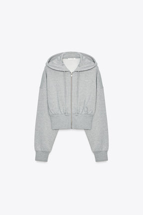 METALLIC THREAD CROP HOODIE