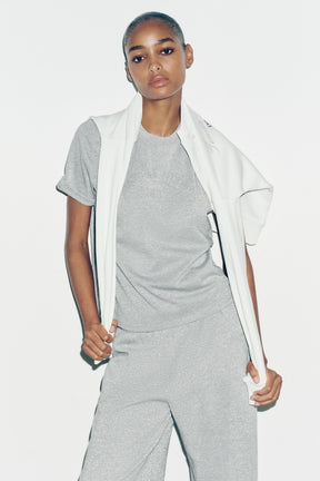 Metallic Thread Slogan T-Shirt