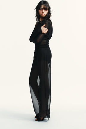 SEMI-SHEER FLOWING TROUSERS