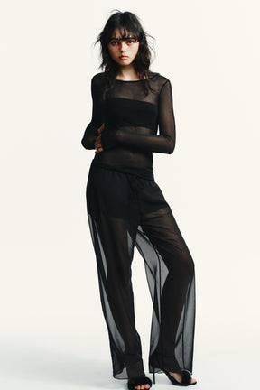 SEMI-SHEER FLOWING TROUSERS