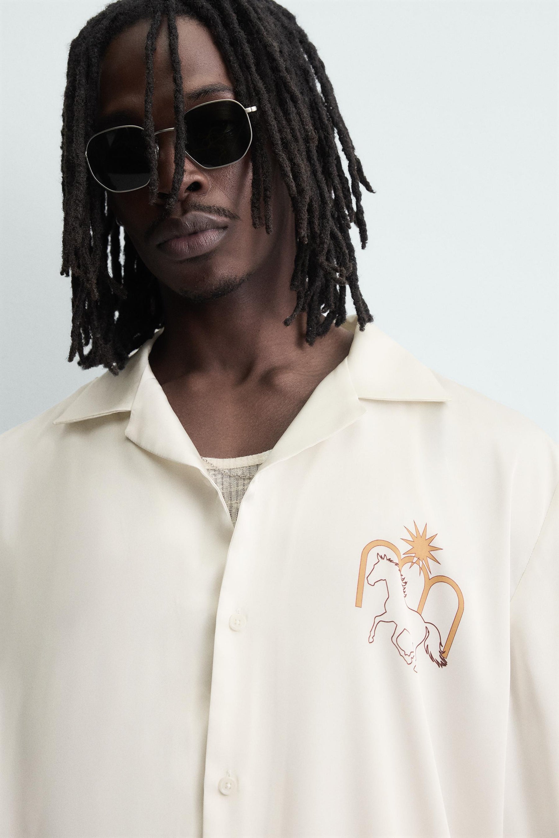 CONTRAST PRINT FLOWING SHIRT - Image 7