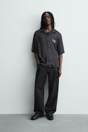 CONTRAST PRINT FLOWING SHIRT - Image 1