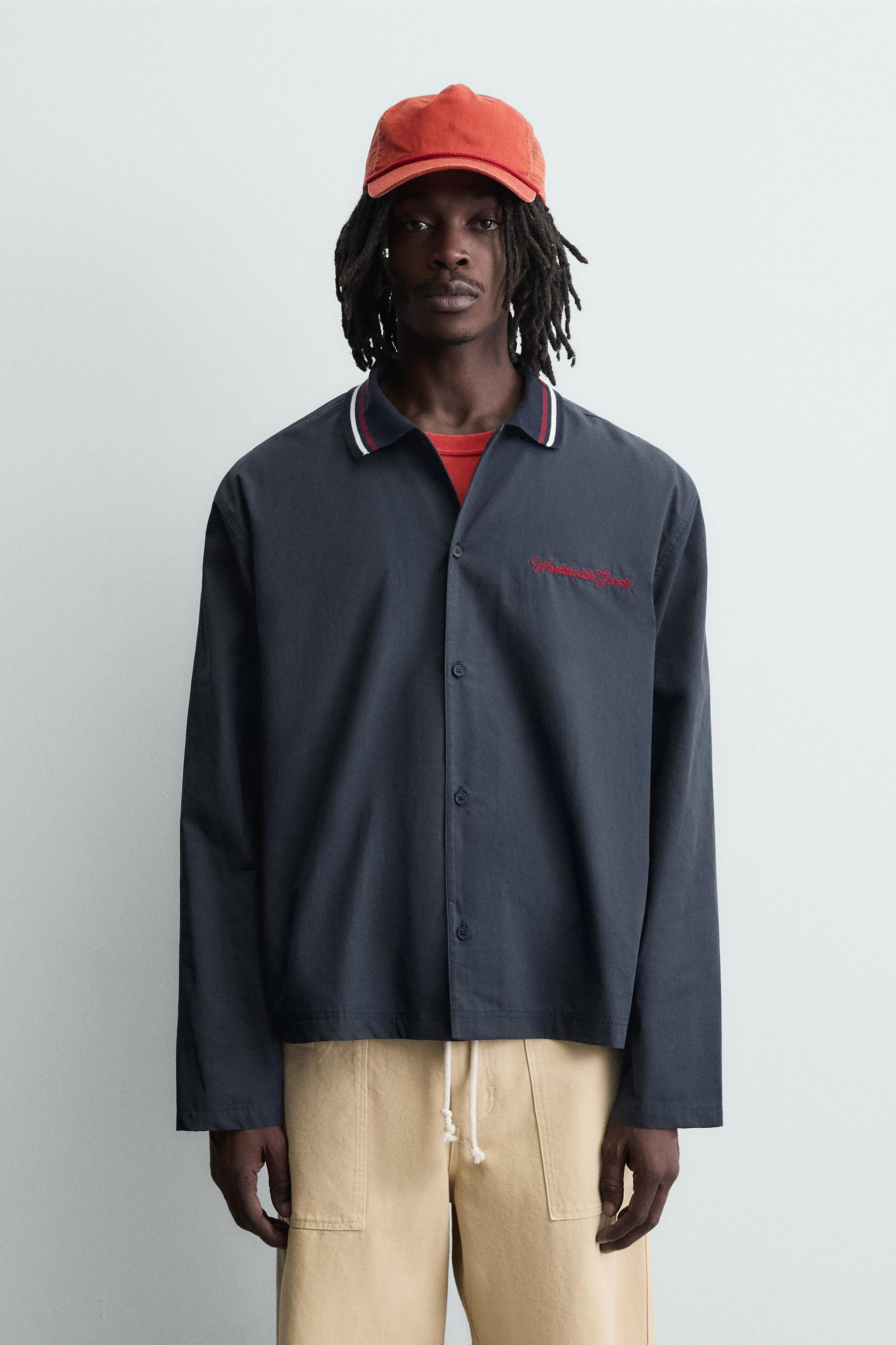 EMBROIDERED RIBBED COLLAR SHIRT - Image 2