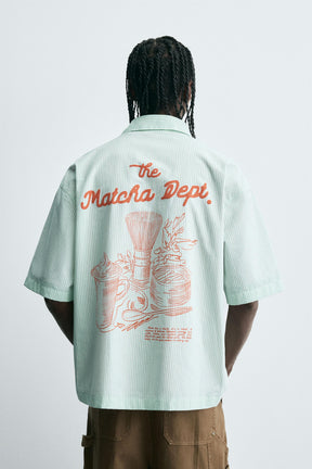 STRIPED SHIRT WITH CONTRAST SLOGAN - Image 3