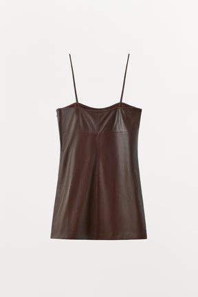 100% LEATHER GATHERED DRESS