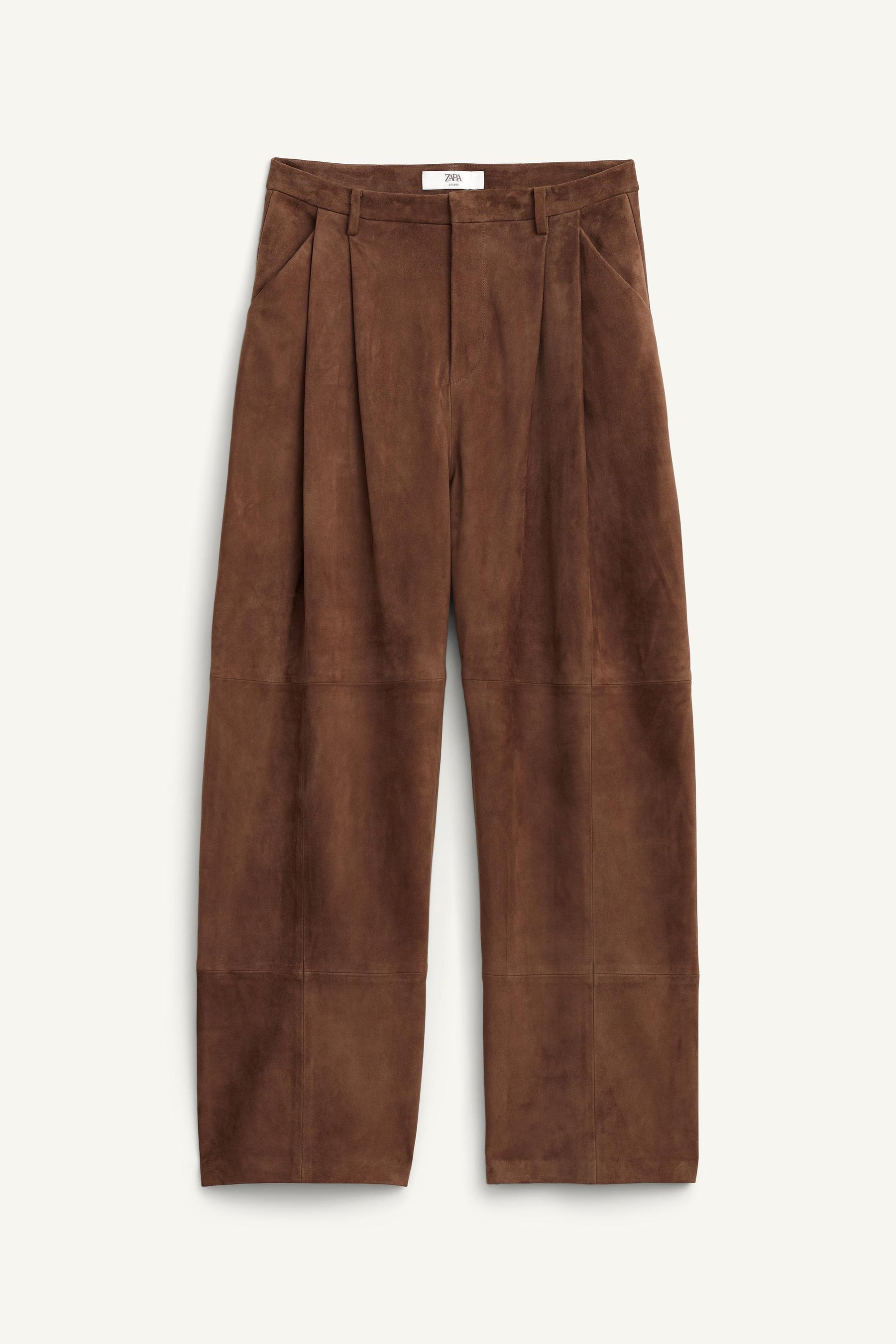 SUEDE LEATHER PLEATED TROUSERS