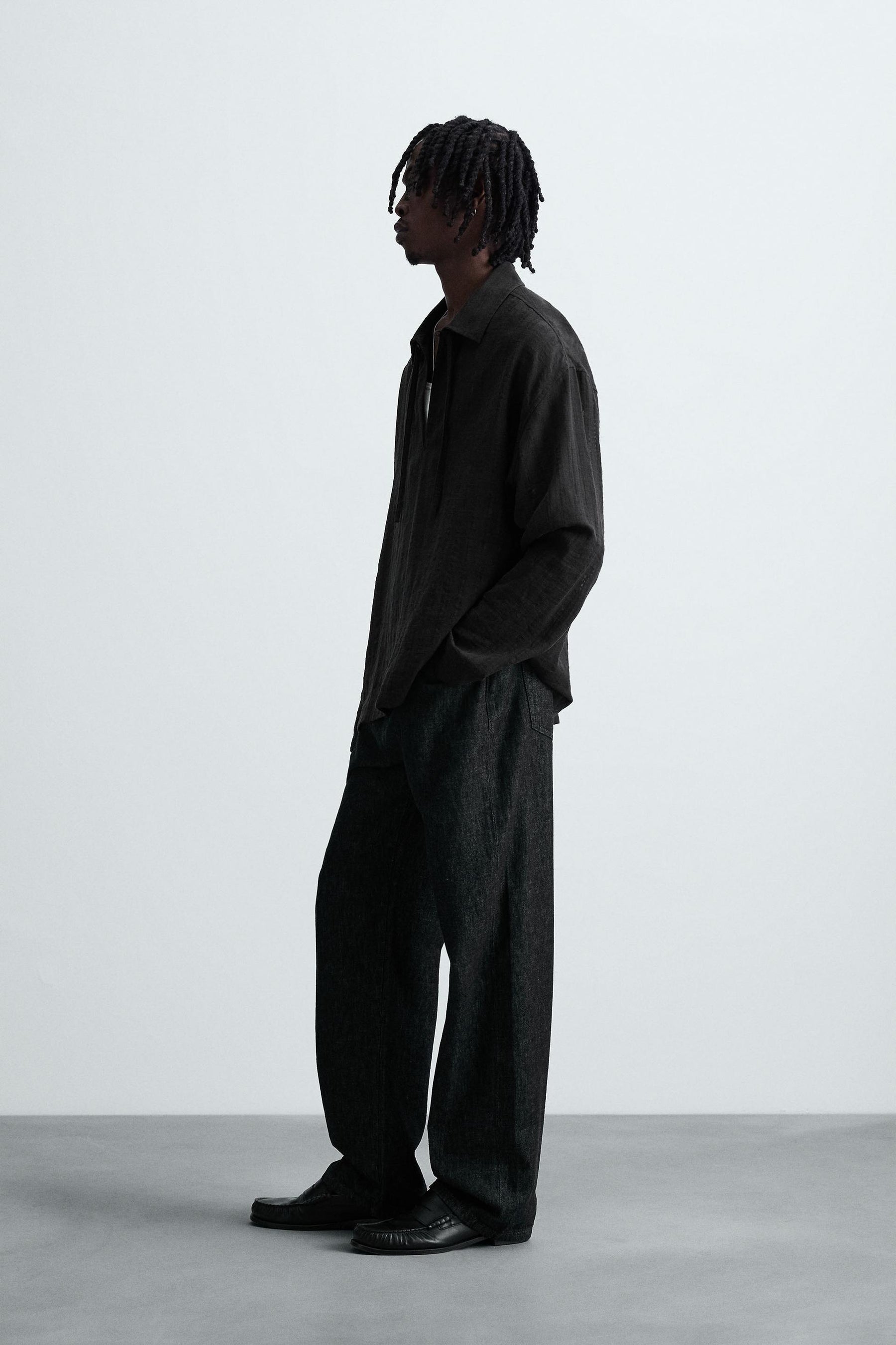 TEXTURED SEMI-SHEER POLO SHIRT - Image 4