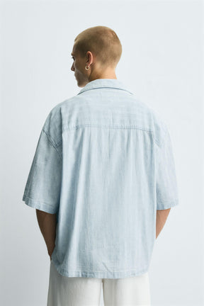 STRIPED JACQUARD WASHED SHIRT - Image 3