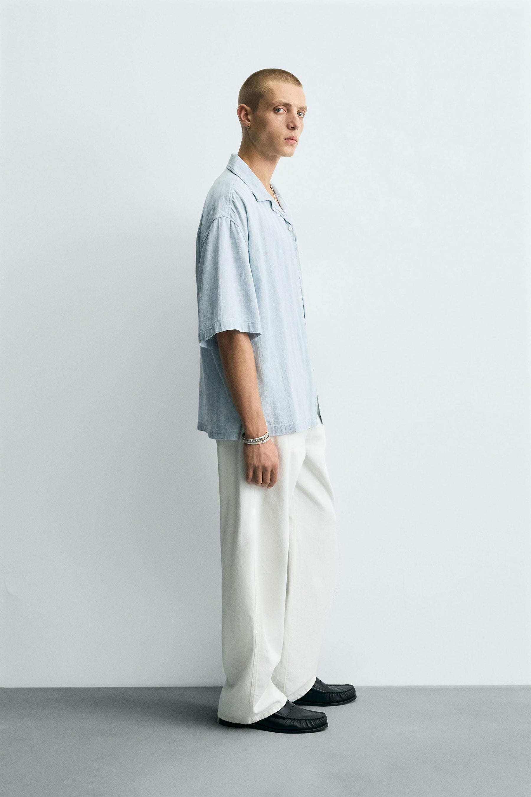 STRIPED JACQUARD WASHED SHIRT - Image 4