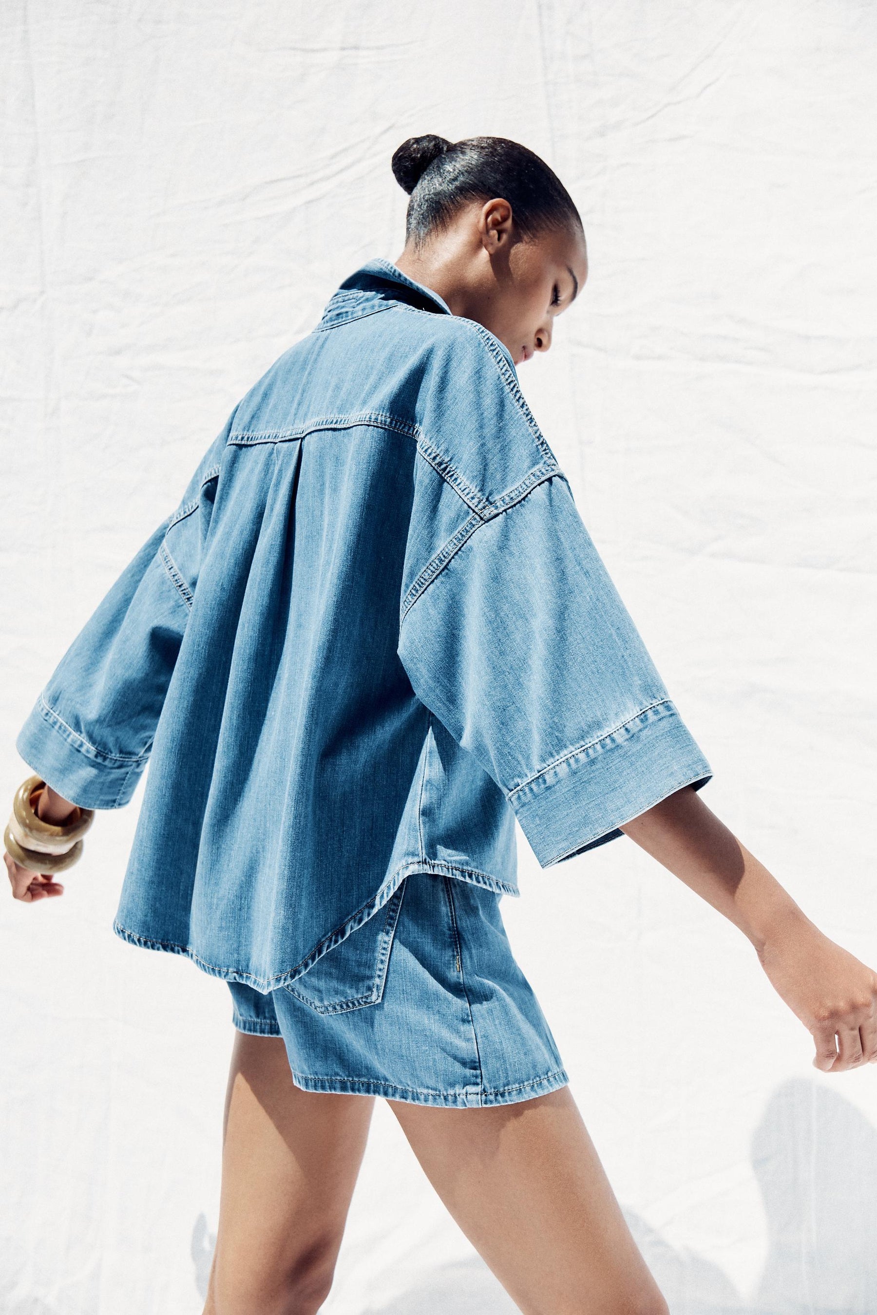 Wide Sleeve Denim Shirt