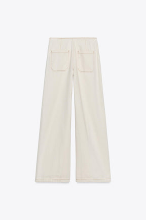 High-waist beaded jeans