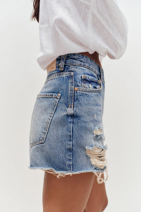 Ripped low-rise shorts