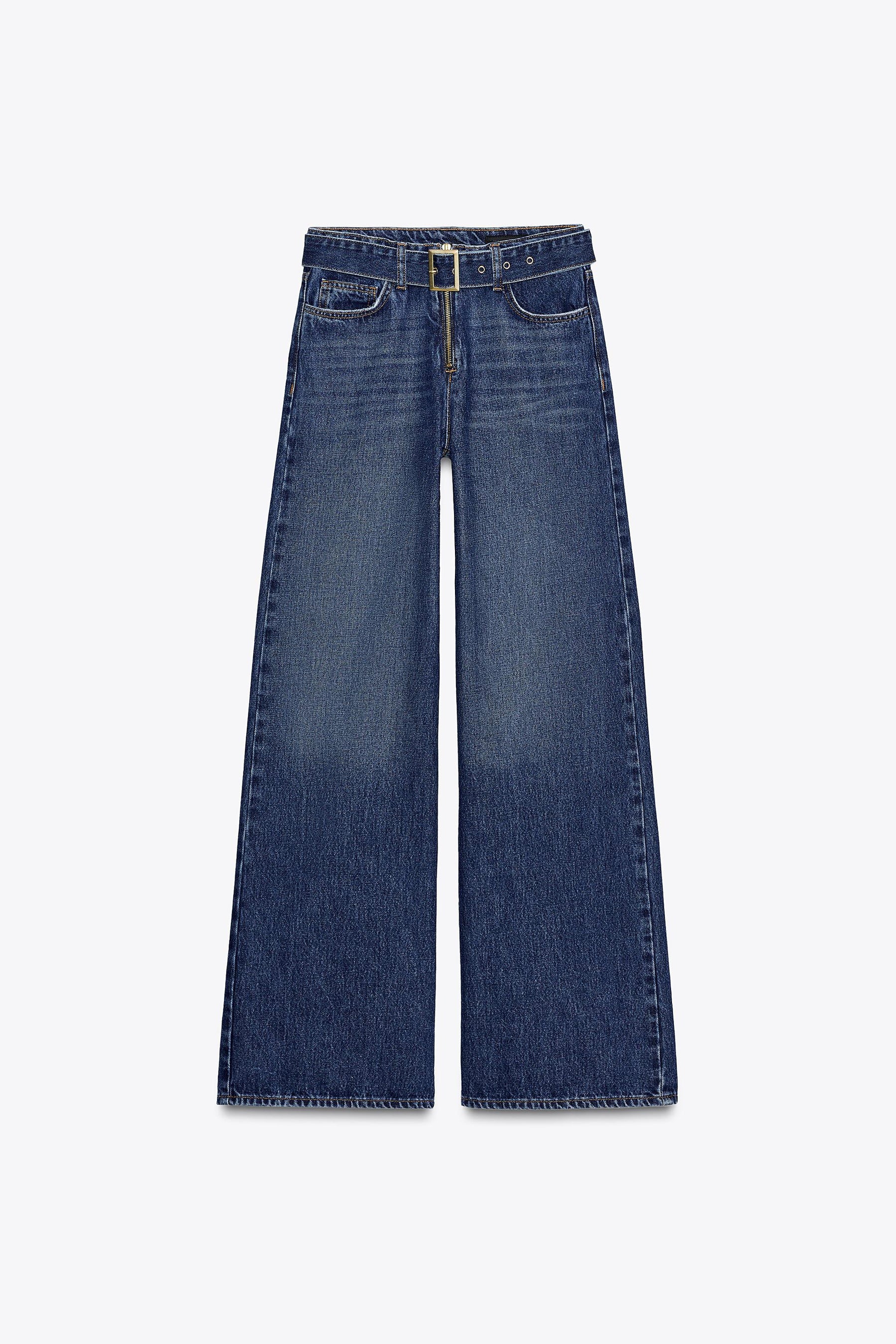 WIDE-LEG BELTED JEANS